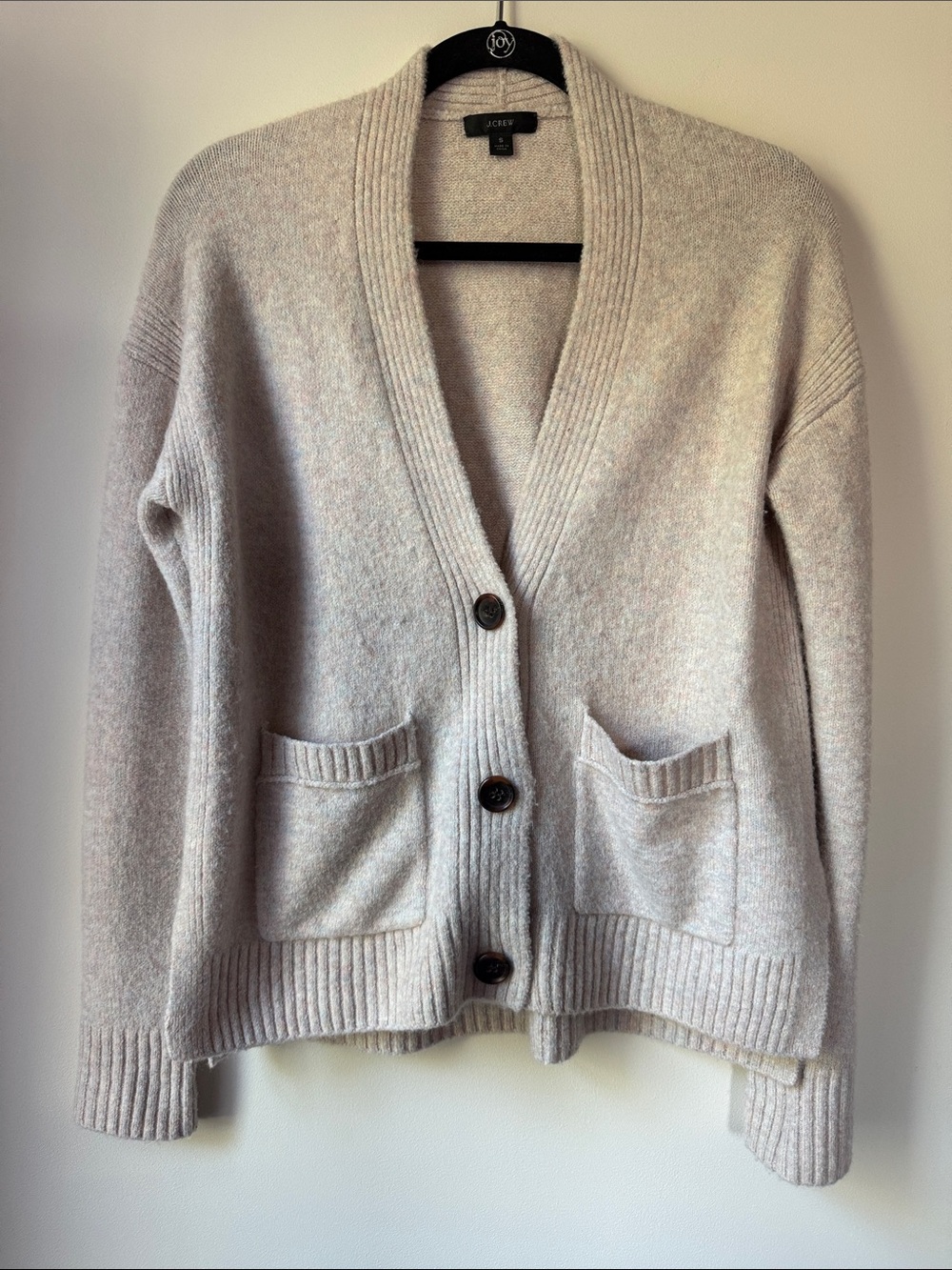 J. Crew Light Beige/Cream Button Front Ribbed Cardigan